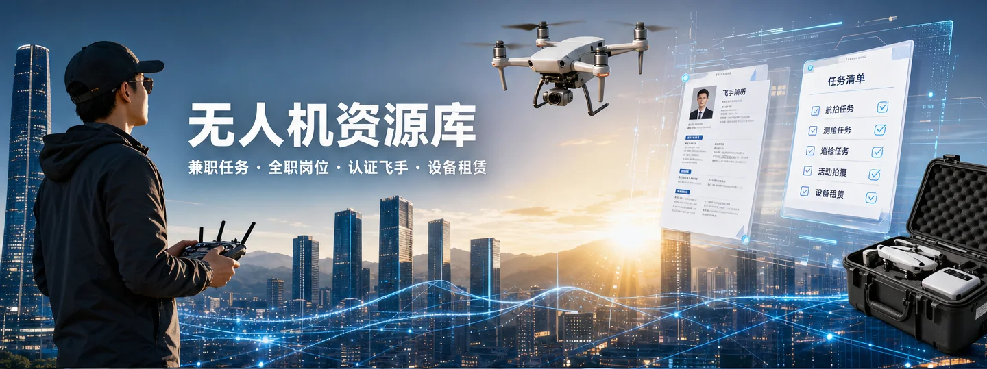 无人机资源库 - 兼职任务、全职岗位、认证飞手、设备租赁